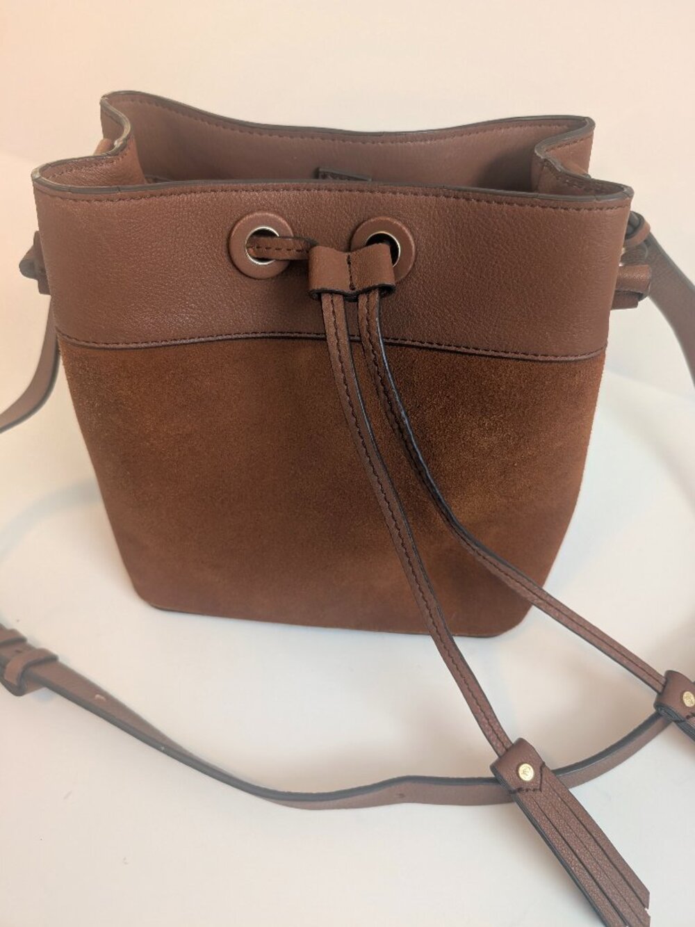 Spartina 449 leather and suede drawstring bag